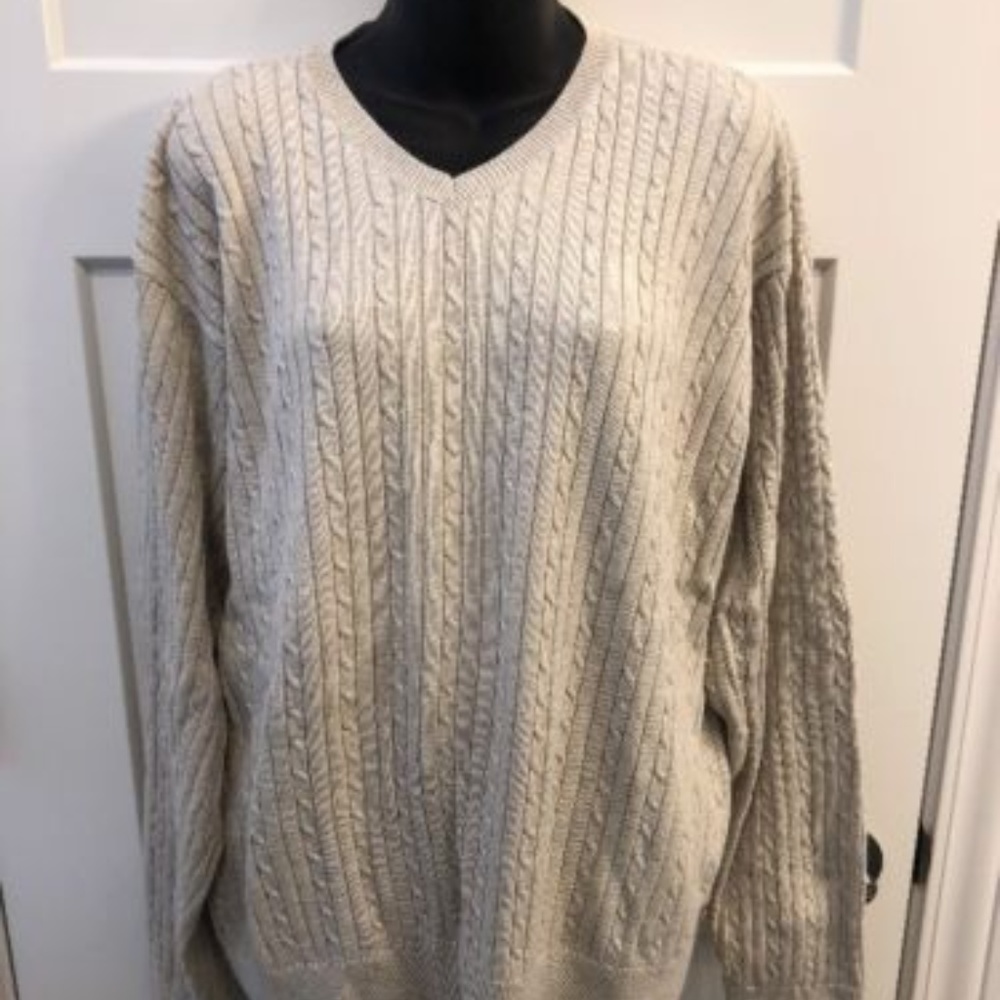 Men's Izod Beige Cable Knit Sweater XL